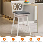 Lot de 2 ou 4 tabourets de bar pivotants Costway, hauteur de bar, pieds en bois d'hévéa Noir/Blanc