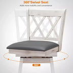 Lot de 2 ou 4 tabourets de bar pivotants Costway, hauteur de bar, pieds en bois d'hévéa Noir/Blanc