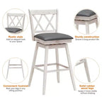 Lot de 2 ou 4 tabourets de bar pivotants Costway, hauteur de bar, pieds en bois d'hévéa Noir/Blanc