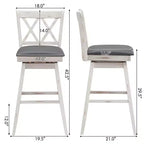Lot de 2 ou 4 tabourets de bar pivotants Costway, hauteur de bar, pieds en bois d'hévéa Noir/Blanc