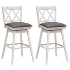 Costway Set of 2/4 Barstools Swivel Bar Height Chairs with Rubber Wood Legs Black/White
