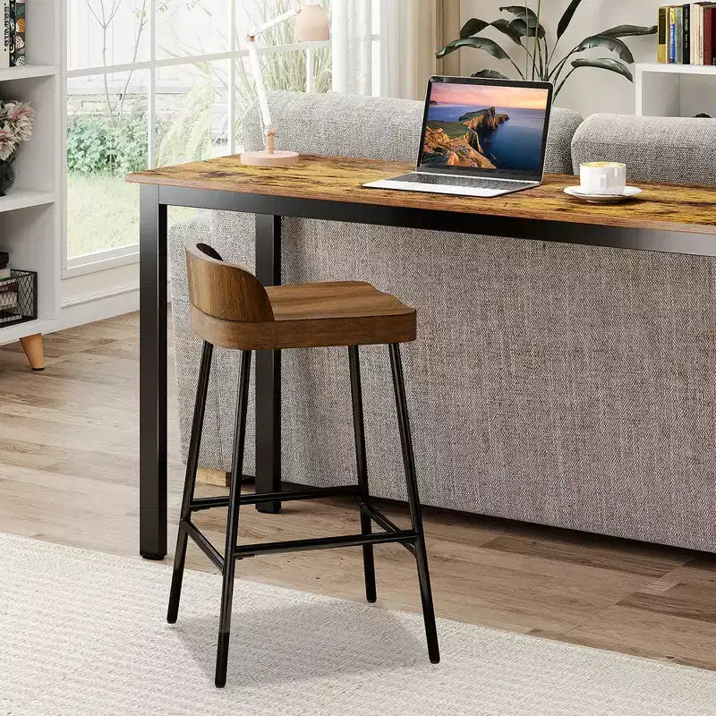 Tabouret de bar industriel Costway 24,5" avec siège selle et dossier bas, pour cuisine ou salle à manger