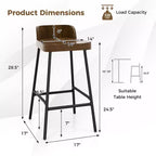 Tabouret de bar industriel Costway 24,5" avec siège selle et dossier bas, pour cuisine ou salle à manger