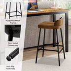 Tabouret de bar industriel Costway 24,5" avec siège selle et dossier bas, pour cuisine ou salle à manger