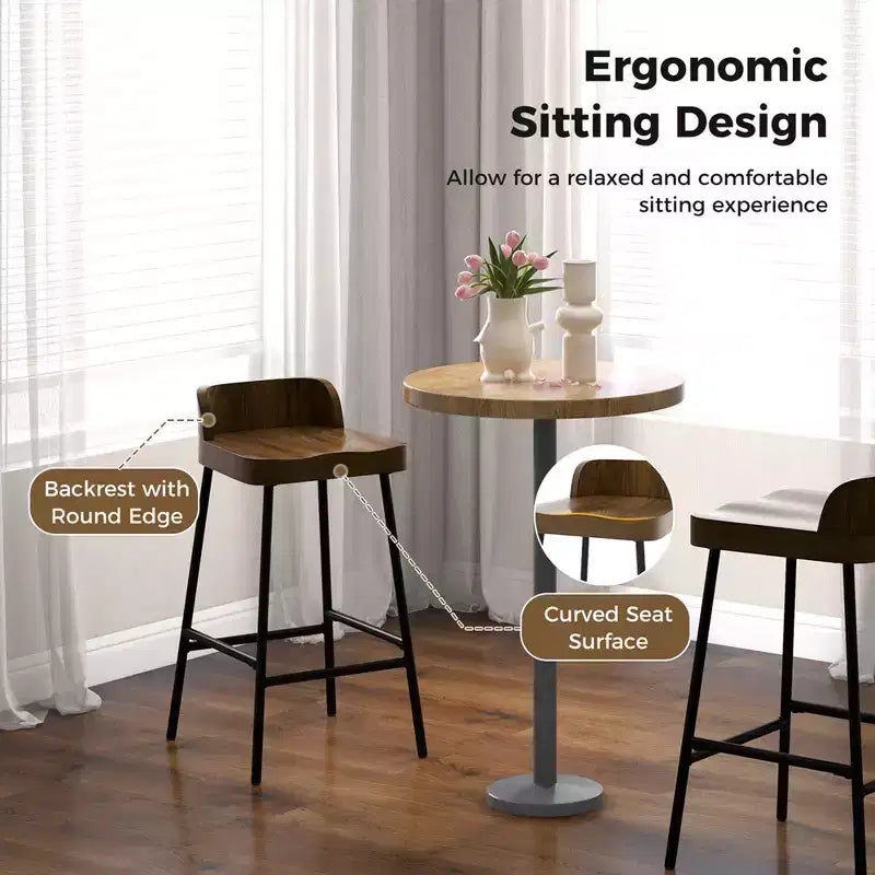 Tabouret de bar industriel Costway 24,5" avec siège selle et dossier bas, pour cuisine ou salle à manger