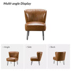 Lot de 2 chaises d'appoint Eustacio mi-dossier capitonnées en similicuir avec base en métal | Karat Home