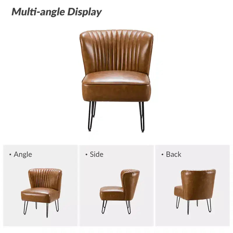 Lot de 2 chaises d'appoint Eustacio mi-dossier capitonnées en similicuir avec base en métal | Karat Home
