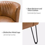 Lot de 2 chaises d'appoint Eustacio mi-dossier capitonnées en similicuir avec base en métal | Karat Home