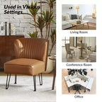 Lot de 2 chaises d'appoint Eustacio mi-dossier capitonnées en similicuir avec base en métal | Karat Home