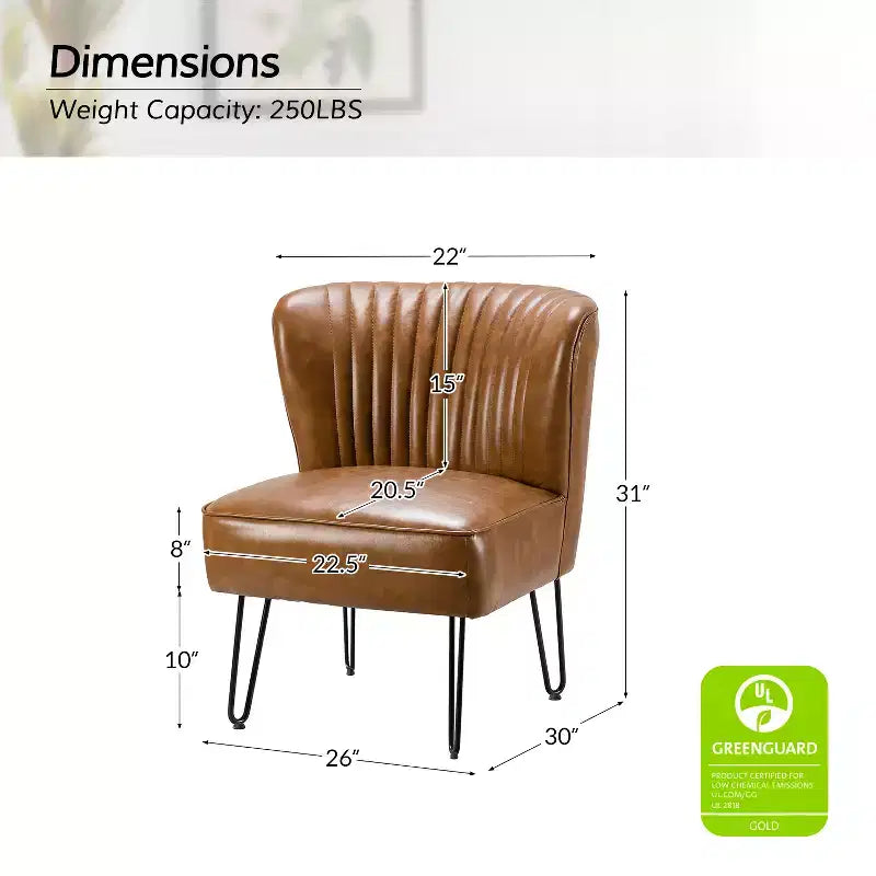Lot de 2 chaises d'appoint Eustacio mi-dossier capitonnées en similicuir avec base en métal | Karat Home