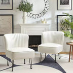 Lot de 2 chaises d'appoint Eustacio mi-dossier capitonnées en similicuir avec base en métal | Karat Home
