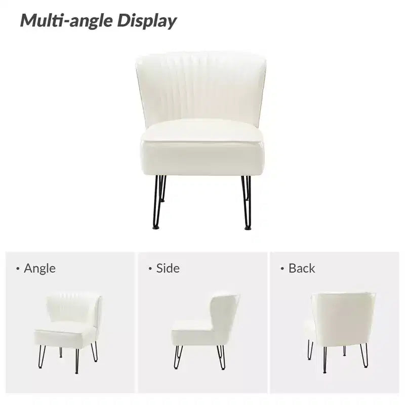 Lot de 2 chaises d'appoint Eustacio mi-dossier capitonnées en similicuir avec base en métal | Karat Home