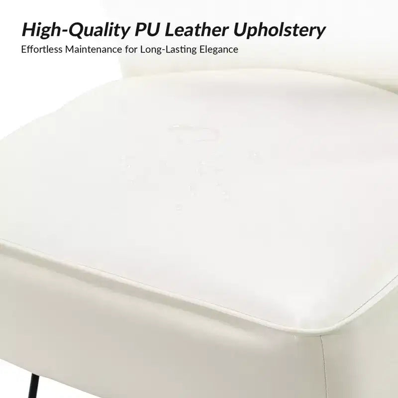 Lot de 2 chaises d'appoint Eustacio mi-dossier capitonnées en similicuir avec base en métal | Karat Home