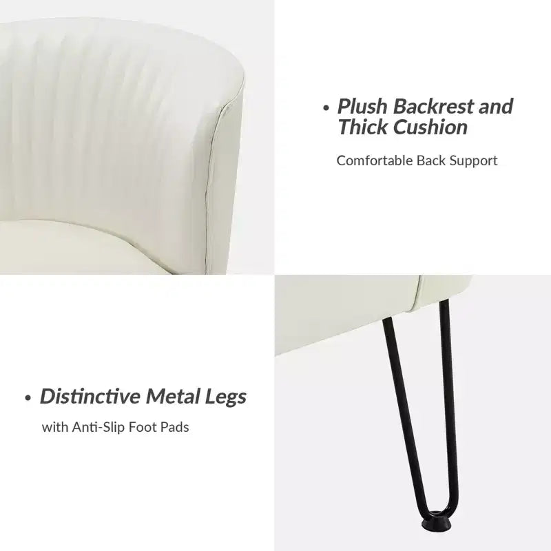 Lot de 2 chaises d'appoint Eustacio mi-dossier capitonnées en similicuir avec base en métal | Karat Home