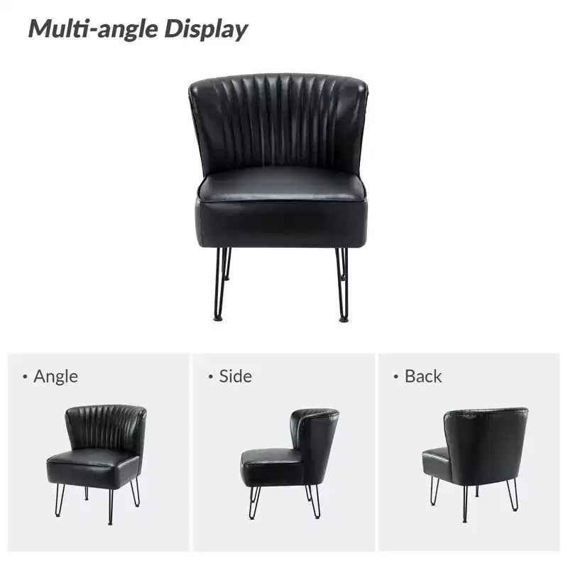 Lot de 2 chaises d'appoint Eustacio mi-dossier capitonnées en similicuir avec base en métal | Karat Home