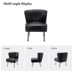 Lot de 2 chaises d'appoint Eustacio mi-dossier capitonnées en similicuir avec base en métal | Karat Home
