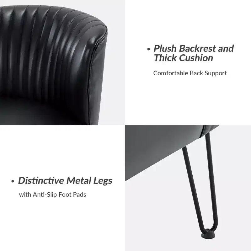 Lot de 2 chaises d'appoint Eustacio mi-dossier capitonnées en similicuir avec base en métal | Karat Home