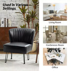 Lot de 2 chaises d'appoint Eustacio mi-dossier capitonnées en similicuir avec base en métal | Karat Home