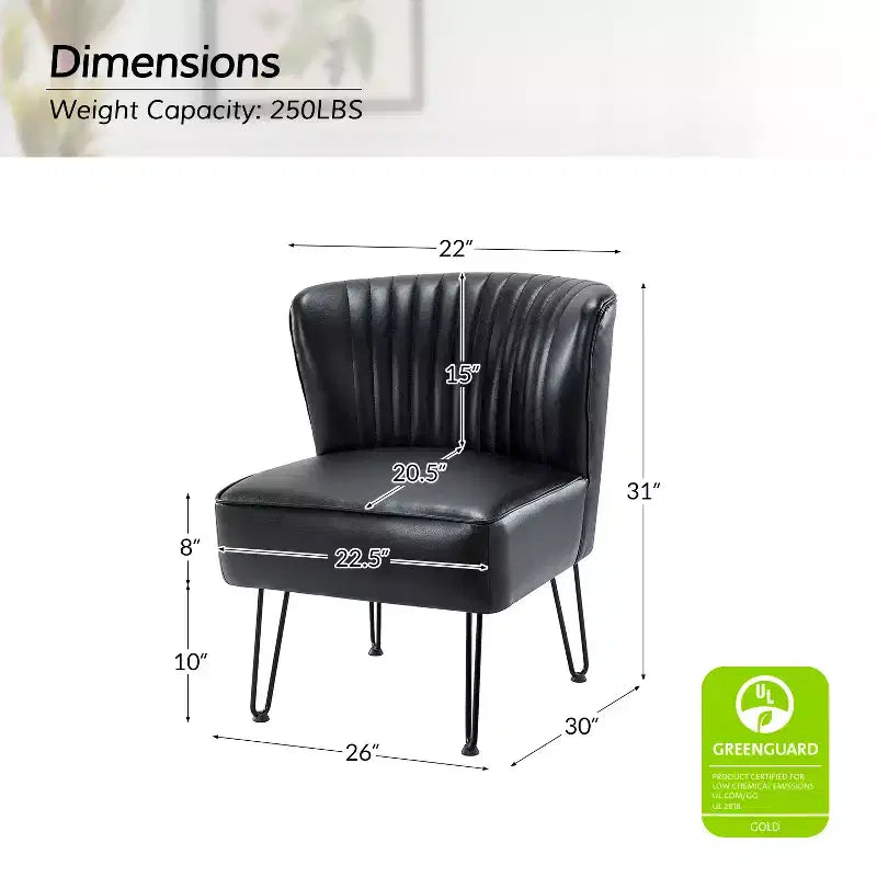 Lot de 2 chaises d'appoint Eustacio mi-dossier capitonnées en similicuir avec base en métal | Karat Home