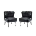 Lot de 2 chaises d'appoint Eustacio mi-dossier capitonnées en similicuir avec base en métal | Karat Home
