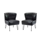 Lot de 2 chaises d'appoint Eustacio mi-dossier capitonnées en similicuir avec base en métal | Karat Home