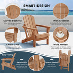 Chaise Adirondack pliante de patio d'extérieur tout temps résistante à la décoloration Polytrends Laguna