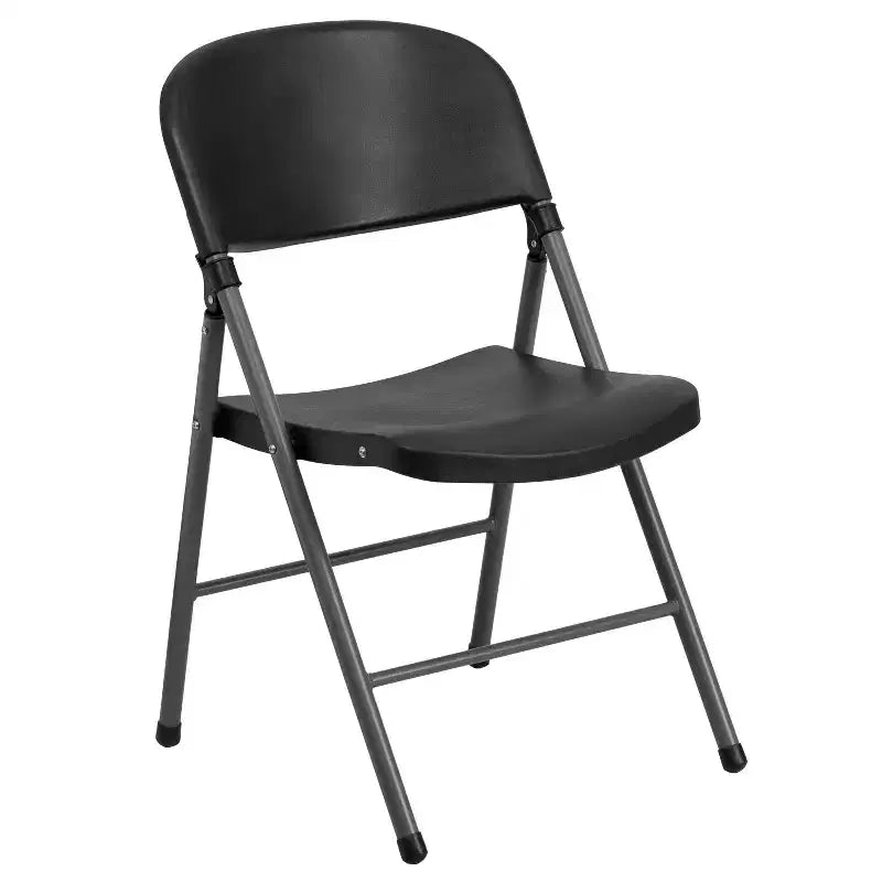 Chaise pliante en plastique noir Emma and Oliver, lot de 6, capacité de 150 kg, cadre anthracite – Chaise d'événement