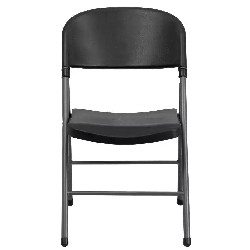 Chaise pliante en plastique noir Emma and Oliver, lot de 6, capacité de 150 kg, cadre anthracite – Chaise d'événement