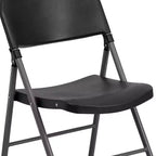 Chaise pliante en plastique noir Emma and Oliver, lot de 6, capacité de 150 kg, cadre anthracite – Chaise d'événement