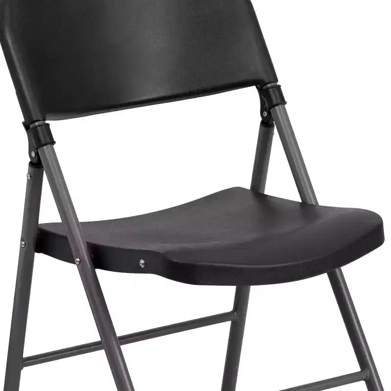 Chaise pliante en plastique noir Emma and Oliver, lot de 6, capacité de 150 kg, cadre anthracite – Chaise d'événement