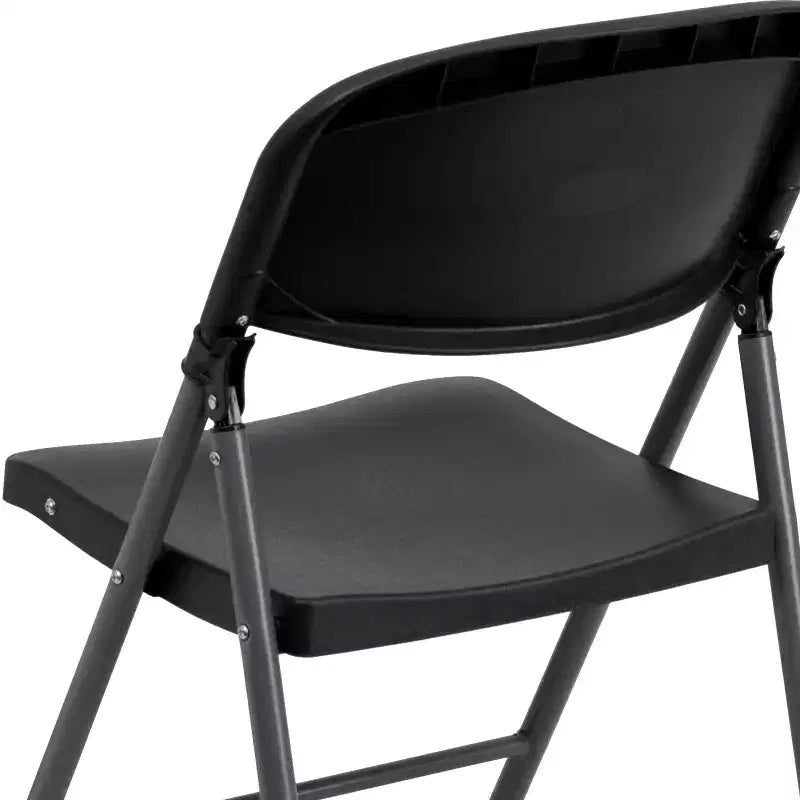 Chaise pliante en plastique noir Emma and Oliver, lot de 6, capacité de 150 kg, cadre anthracite – Chaise d'événement
