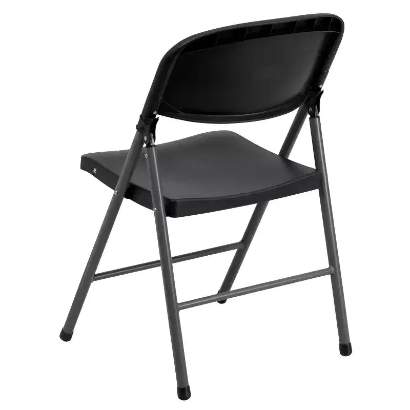 Chaise pliante en plastique noir Emma and Oliver, lot de 6, capacité de 150 kg, cadre anthracite – Chaise d'événement