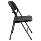 Chaise pliante en plastique noir Emma and Oliver, lot de 6, capacité de 150 kg, cadre anthracite – Chaise d'événement