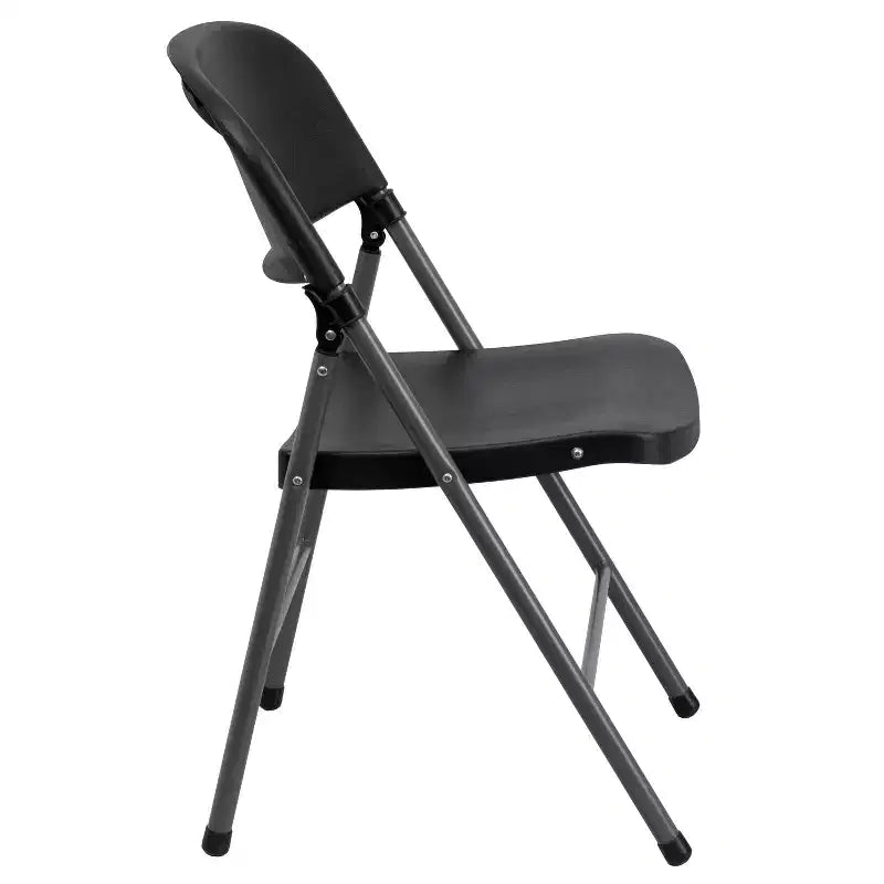 Chaise pliante en plastique noir Emma and Oliver, lot de 6, capacité de 150 kg, cadre anthracite – Chaise d'événement