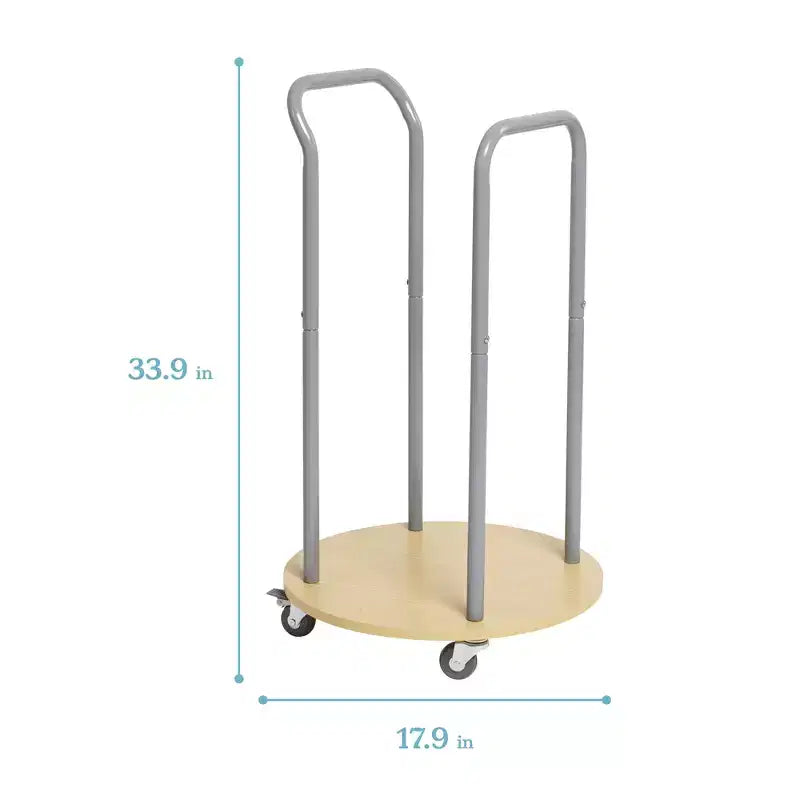 Chariot de rangement mobile pour coussins de sol ECR4Kids avec roulettes pivotantes, organisation de classe, argenté