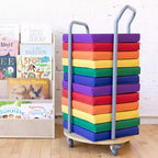 Chariot de rangement mobile pour coussins de sol ECR4Kids avec roulettes pivotantes, organisation de classe, argenté