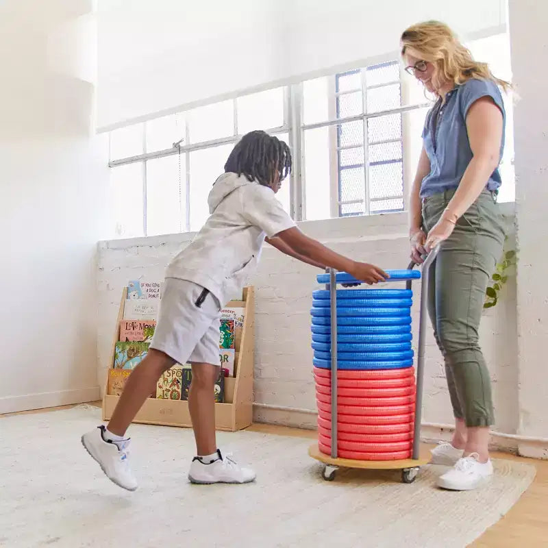 Chariot de rangement mobile pour coussins de sol ECR4Kids avec roulettes pivotantes, organisation de classe, argenté