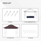 Outsunny Tonnelle Pop Up 3,6 x 3,6 m, Tente Pliante Instantanée avec Murs Latéraux en Maille Filet, Hauteur Réglable sur 3 Niveaux