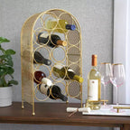 Range-bouteilles Twine Trellis, 14 bouteilles, rangement de comptoir doré, fonte