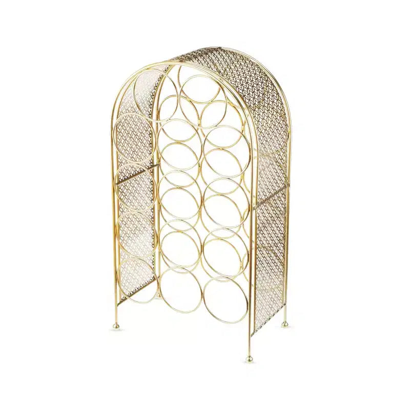 Range-bouteilles Twine Trellis, 14 bouteilles, rangement de comptoir doré, fonte
