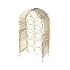 Range-bouteilles Twine Trellis, 14 bouteilles, rangement de comptoir doré, fonte
