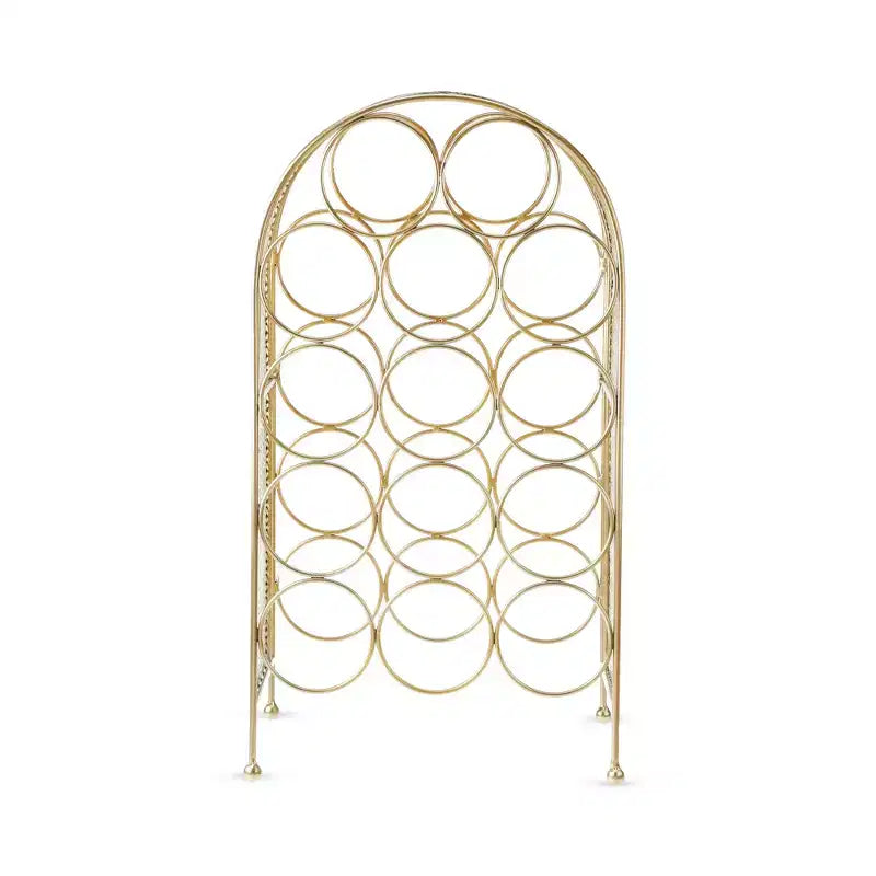 Range-bouteilles Twine Trellis, 14 bouteilles, rangement de comptoir doré, fonte