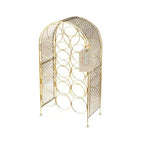 Range-bouteilles Twine Trellis, 14 bouteilles, rangement de comptoir doré, fonte