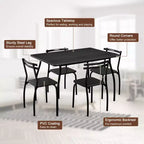 Costway Ensemble Table à Manger 5 Pièces 76 cm et 4 Chaises Meubles de Cuisine Salle à Manger Petit Déjeuner Noir