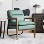Fauteuil d'appoint moderne Costway avec pieds en bois d'hévéa et support en acier