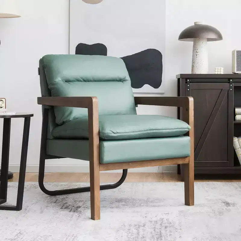 Fauteuil d'appoint moderne Costway avec pieds en bois d'hévéa et support en acier