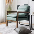Fauteuil d'appoint moderne Costway avec pieds en bois d'hévéa et support en acier