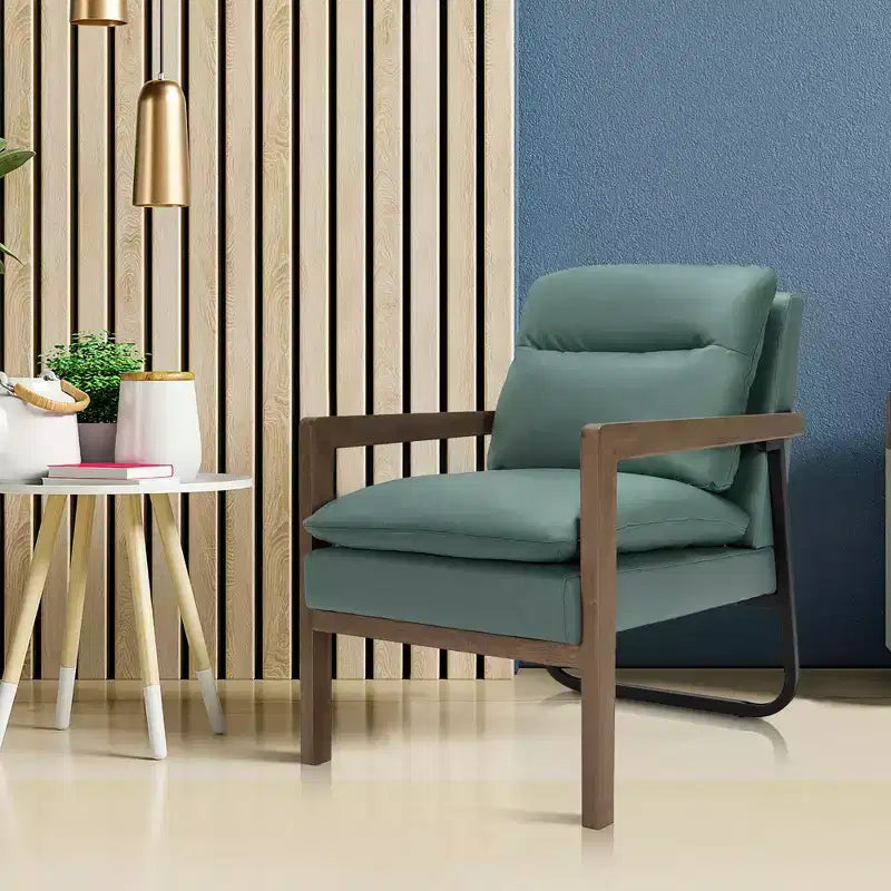 Fauteuil d'appoint moderne Costway avec pieds en bois d'hévéa et support en acier