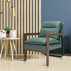 Fauteuil d'appoint moderne Costway avec pieds en bois d'hévéa et support en acier
