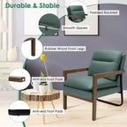 Fauteuil d'appoint moderne Costway avec pieds en bois d'hévéa et support en acier